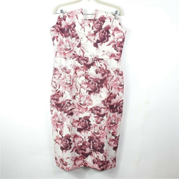 NWT Black Halo Lena Floral Sheath Strapless Dress - Picture 2 of 4